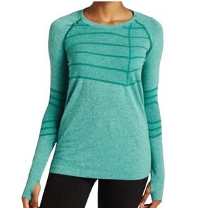 Oiselle Birds Of A Feather Long Sleeve Shirt Athletic Top Juniper Green Size S